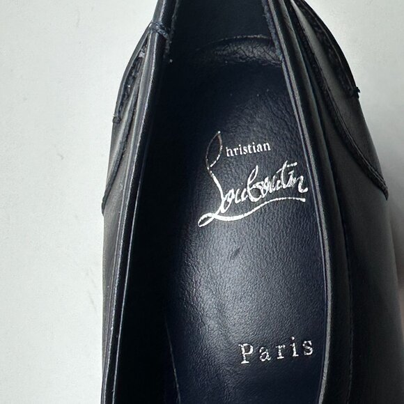 Christian Louboutin CL MOC LUG FLAT Leather Loafers Moccasin Shoes Marine - Picture 10 of 12